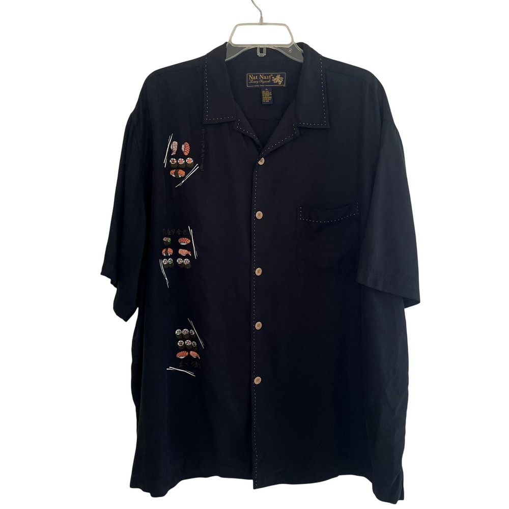 Nat Nast Luxury Originals Silk Sushi Shirt Limited Edition #131 Black Size XL
